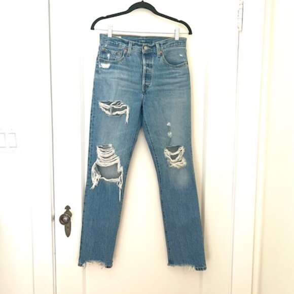Levi's 501 Distressed Boyfriend Sz 27 NWOT - Picture 4 of 8
